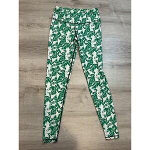 Z Leggings Green White Geometric‎ Print High Waist Athletic Yoga Medium UND